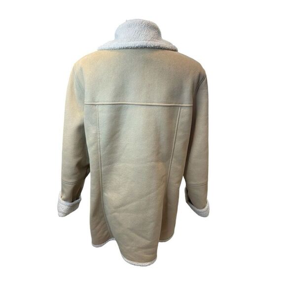 Utex Penny Lane Boho Retro 70's Ultra Suede Faux Fur Trim Button Down Coat Sz L - Picture 3 of 7